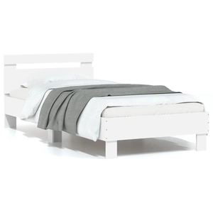vidaXL Cadre de lit avec tête de lit blanc 75x190 cm bois d'ingénierie pas cher