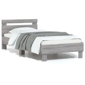 vidaXL Cadre de lit avec tête de lit sonoma gris 90x200 cm pas cher