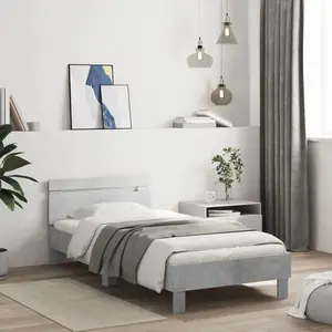 vidaXL Cadre de lit avec tête de lit gris béton 100x200 cm pas cher