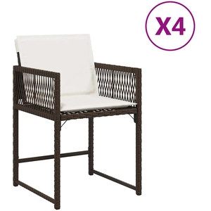 vidaXL Chaises de jardin avec coussins lot de 4 marron résine tressée pas cher