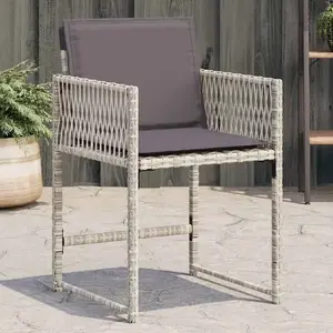 vidaXL Chaises de jardin avec coussins lot de 4 gris clair poly rotin pas cher