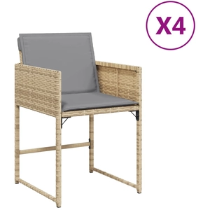 vidaXL Chaises de jardin avec coussins lot de 4 mélange beige pas cher