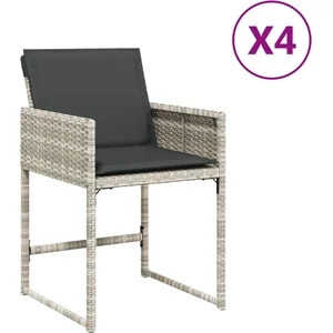 vidaXL Chaises de jardin avec coussins 4 pcs gris clair résine tressée pas cher