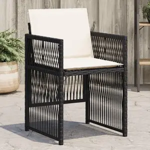 vidaXL Vidaxl Chaises De Jardin Lot De 4 Avec Coussins Noir Résine Tressée pas cher