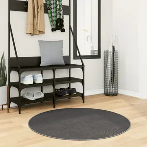 vidaXL Tapis IZA poils courts style scandinave anthracite Ø 100 cm pas cher