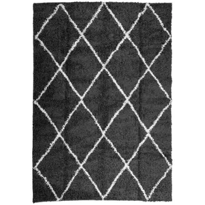vidaXL Tapis shaggy à poils longs moderne noir et crème 120x170 cmVendu parvidaxl-be