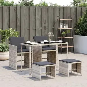 vidaXL Ensemble à manger de jardin et coussins 5 pcs gris clair rotin pas cher