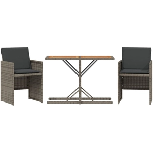 vidaXL Ensemble de bistro 3 pcs avec coussins gris résine tressée pas cher