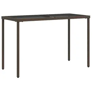 vidaXL Table de jardin dessus en verre marron 115x54x74 cm poly rotin pas cher