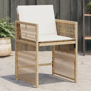 vidaXL Chaises de jardin avec coussins lot de 4 beige résine tressée pas cher
