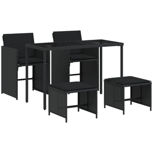 vidaXL Ensemble à manger de jardin coussins 5pcs Noir Résine tressée pas cher