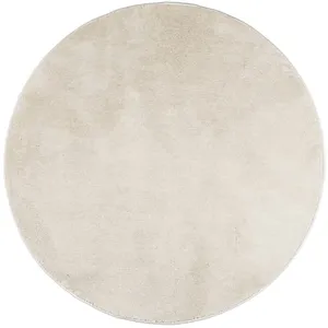 vidaXL Tapis OVIEDO à poils courts beige Ø 120 cm pas cher