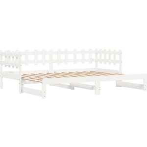 vidaXL Lit coulissant Blanc 2x(90x200) cm Bois de pin massif pas cher