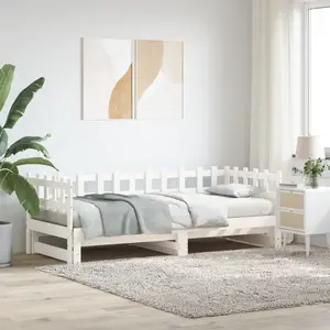 vidaXL Lit coulissant Blanc 2x(90x190) cm Bois de pin massif pas cher