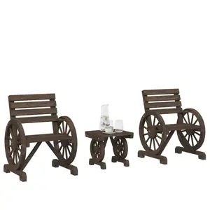 vidaXL Salon de jardin 3 pcs bois de sapin massif pas cher