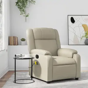 vidaXL Fauteuil inclinable de massage Crème Similicuir pas cher