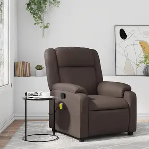vidaXL Fauteuil de massage inclinable Marron Similicuir pas cher