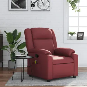 vidaXL Fauteuil de massage inclinable Rouge bordeaux Similicuir pas cher