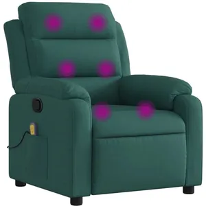 vidaXL Fauteuil de massage inclinable Vert foncé Tissu pas cher