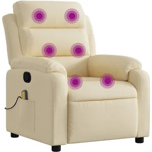 vidaXL Fauteuil de massage inclinable Crème Tissu pas cher