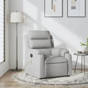 vidaXL Fauteuil de massage inclinable Gris clair Tissu pas cher