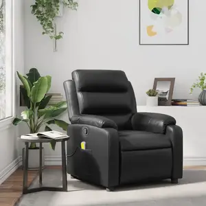 vidaXL Fauteuil de massage inclinable Noir Similicuir pas cher