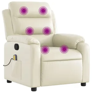 vidaXL Fauteuil inclinable de massage Crème Similicuir pas cher