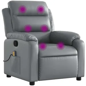vidaXL Fauteuil de massage inclinable Gris Similicuir pas cher