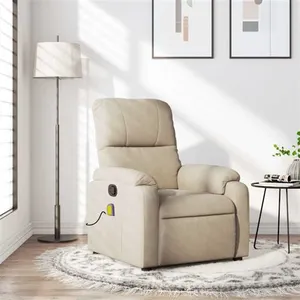 vidaXL Fauteuil inclinable de massage crème tissu microfibre pas cher