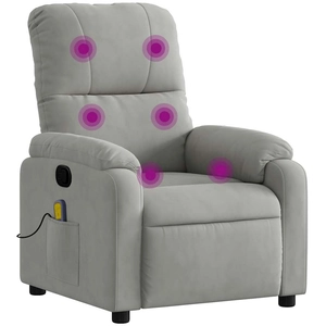 vidaXL Fauteuil inclinable de massage gris clair tissu microfibre