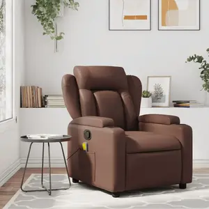 vidaXL Fauteuil de massage inclinable Marron Similicuir pas cher