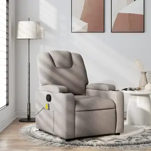 vidaXL Fauteuil de massage inclinable Taupe Tissu pas cher
