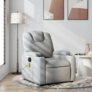 vidaXL Fauteuil de massage inclinable Gris clair Tissu pas cher