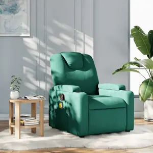 vidaXL Fauteuil de massage inclinable Vert foncé Tissu pas cher