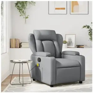 vidaXL Fauteuil inclinable Gris Similicuir pas cher