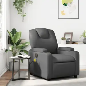 vidaXL Fauteuil de massage inclinable Gris Similicuir pas cher