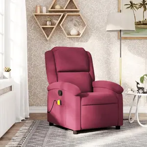 vidaXL Fauteuil de massage inclinable rouge bordeaux velours pas cher