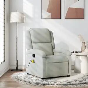 vidaXL Fauteuil de massage inclinable gris clair velours pas cher