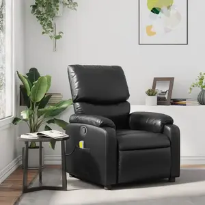 vidaXL Fauteuil de massage inclinable Noir Similicuir pas cher