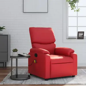 vidaXL Fauteuil de massage inclinable rouge similicuir pas cher