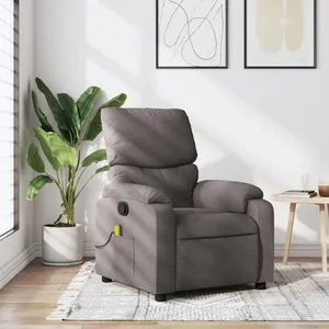vidaXL Fauteuil de massage inclinable Taupe Tissu pas cher