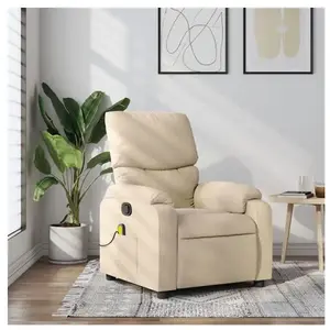 vidaXL Fauteuil de massage inclinable Crème Tissu pas cher