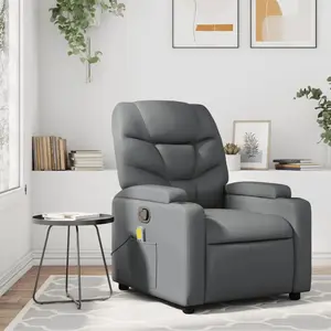 vidaXL Fauteuil de massage inclinable Gris Similicuir pas cher
