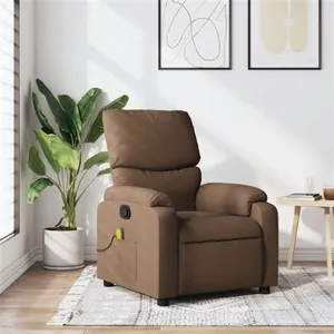 vidaXL Fauteuil de massage inclinable Marron Tissu pas cher