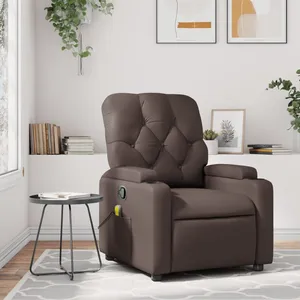 vidaXL Fauteuil de massage inclinable Marron Similicuir pas cher