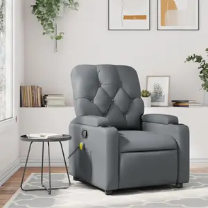 vidaXL Fauteuil de massage inclinable Gris Similicuir pas cher