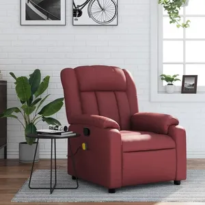 vidaXL Fauteuil de massage inclinable Rouge bordeaux Similicuir pas cher