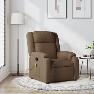 vidaXL Fauteuil de massage inclinable Marron Tissu
