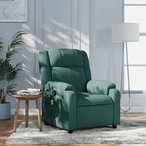 vidaXL Fauteuil de massage inclinable Vert foncé Tissu pas cher