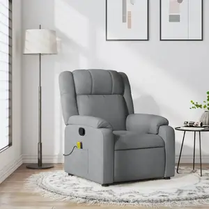 vidaXL Fauteuil de massage inclinable Gris clair Tissu pas cher
